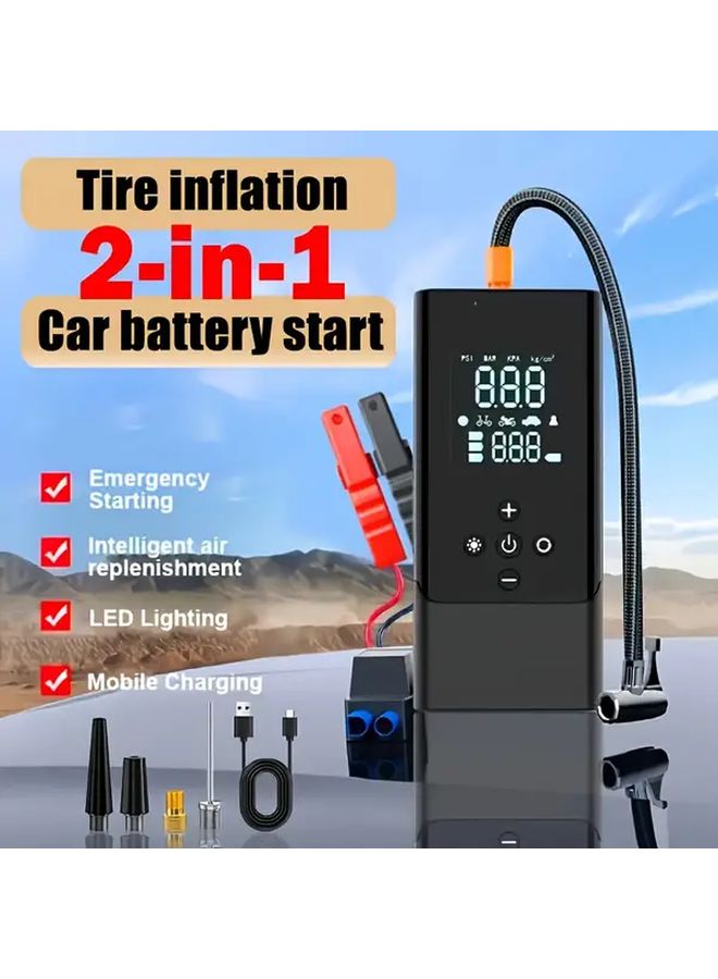 نوع A 5 في 1 محمول لبدء تشغيل السيارة مع ضاغط الهواء ومصباح يدوي LED - Image 2